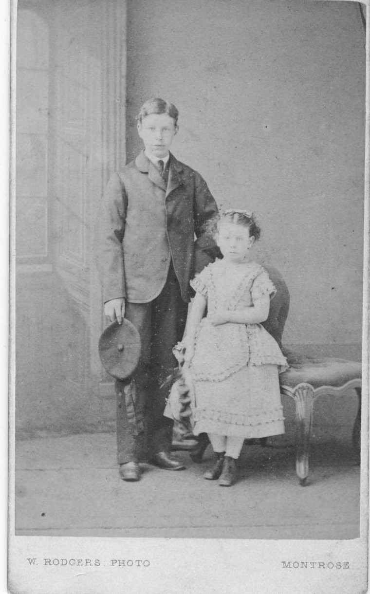 Amy Louisa Hutcheon with her brother William, in Montrose, circa 1865