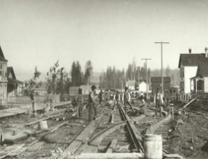 Construction of first tramline in Vancouver