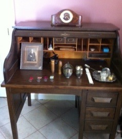 Harry's desk with some mementoes