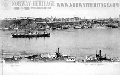 an Allan steamship entering Quebec