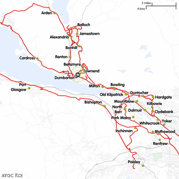 Map of Dunbartonshire & Renfrew