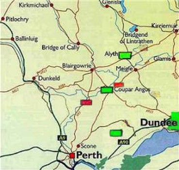 Wighton population centers in Angus and Perth